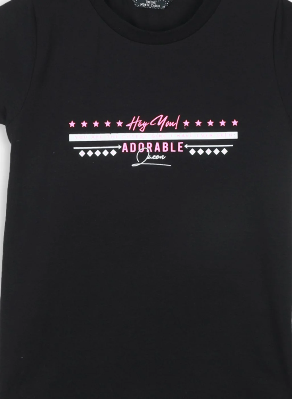 Girls Black Printed Top - Image 3