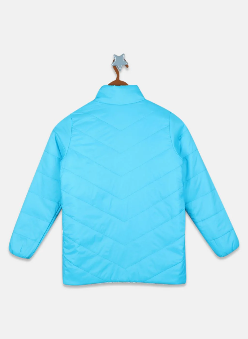 Girls Blue Printed Jacket - Image 2