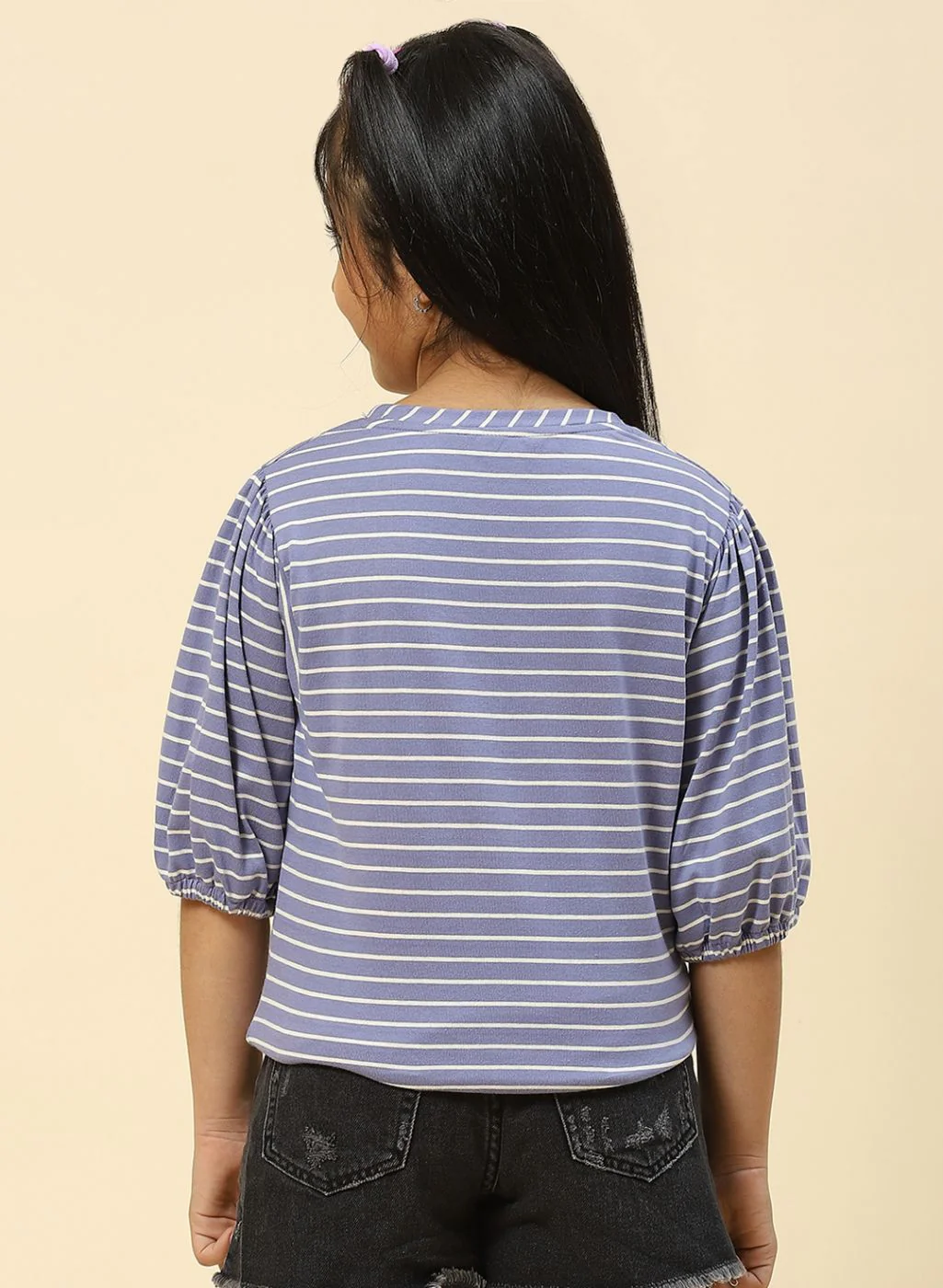 Girls Blue Stripe Top - Image 5