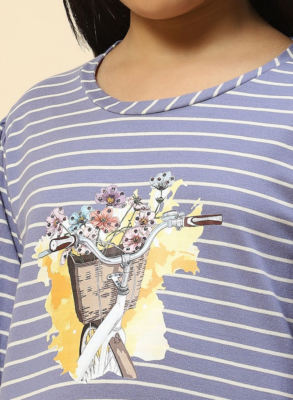 Girls Blue Stripe Top - Image 6