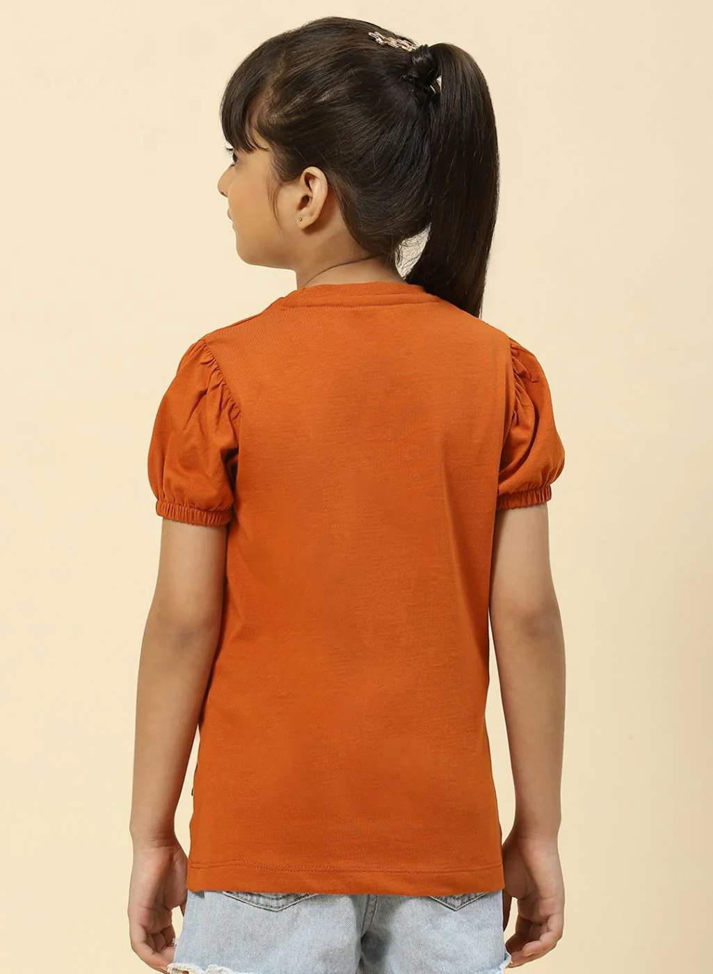 Girls Brown Printed Top - Image 5