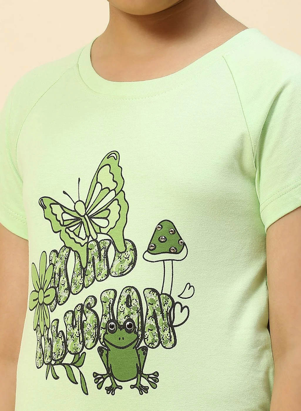 Girls Green Printed Capri Set - Image 6
