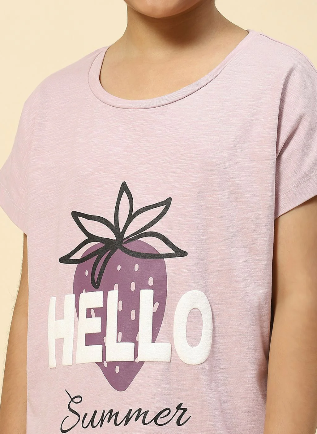 Girls Light Purple Printed Short Set - Image 7