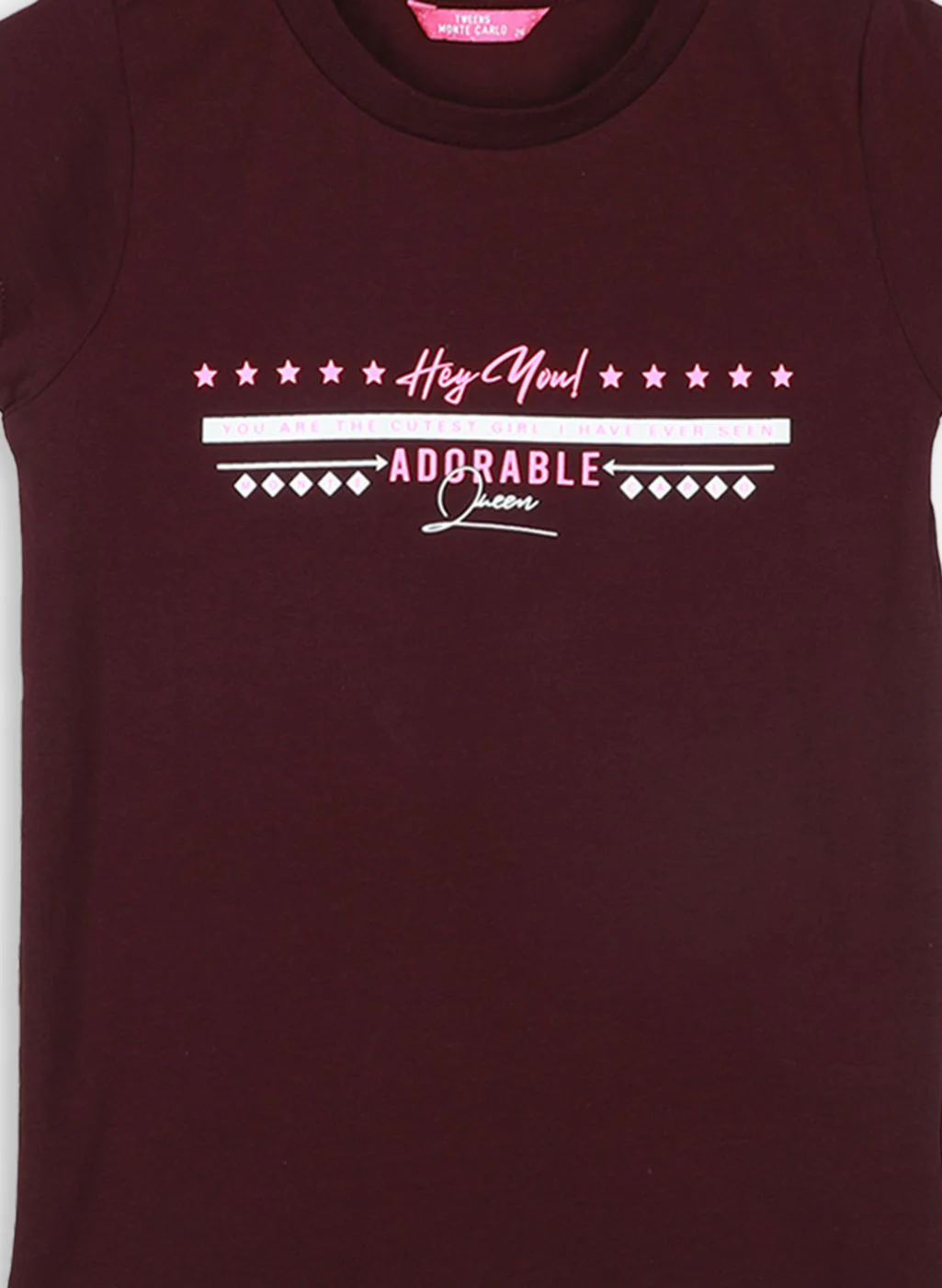 Girls Maroon Printed Top - Image 3