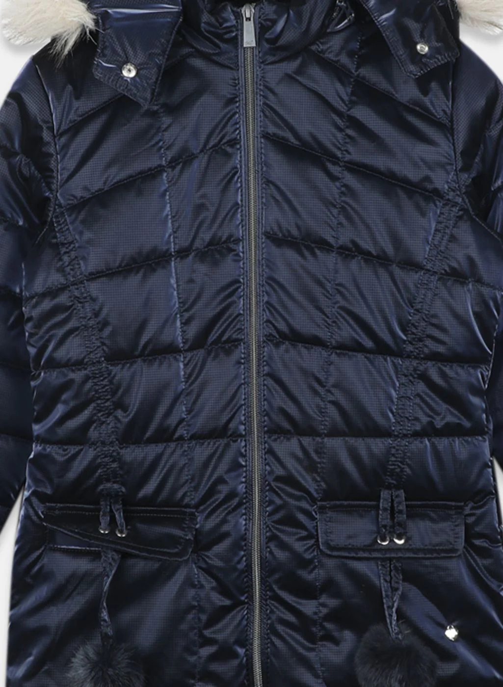 Girls NAvy Blue Printed Jacket - Image 3