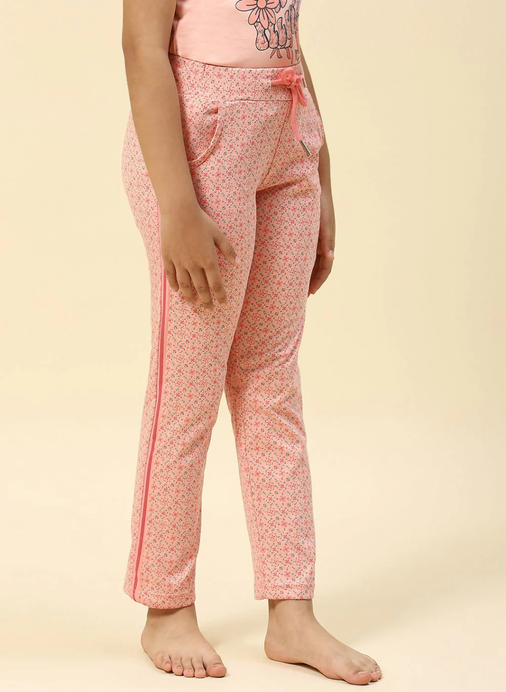 Girls Peach Regular Fit Lower - Image 4