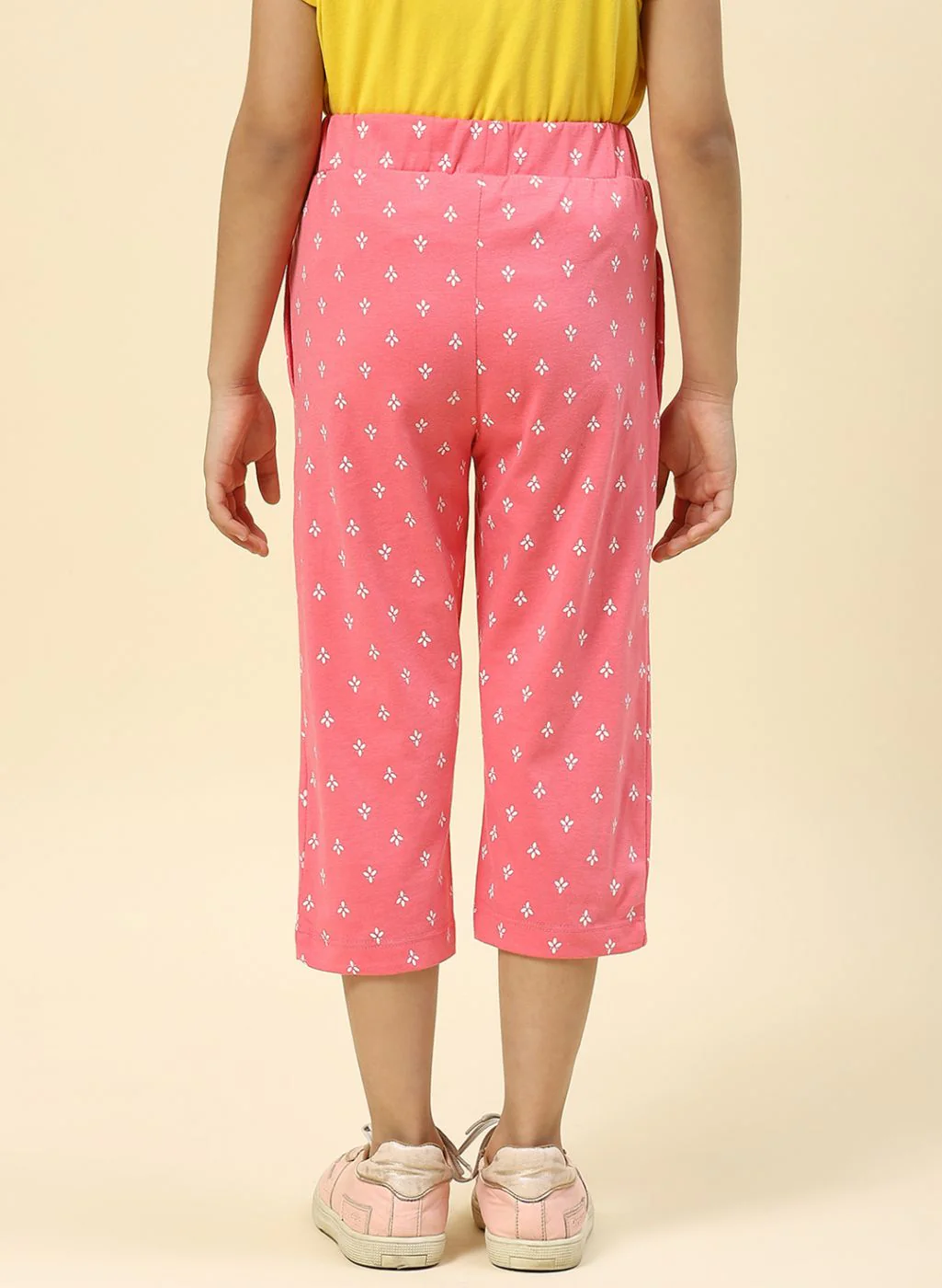 Girls Pink Printed Capri - Image 5
