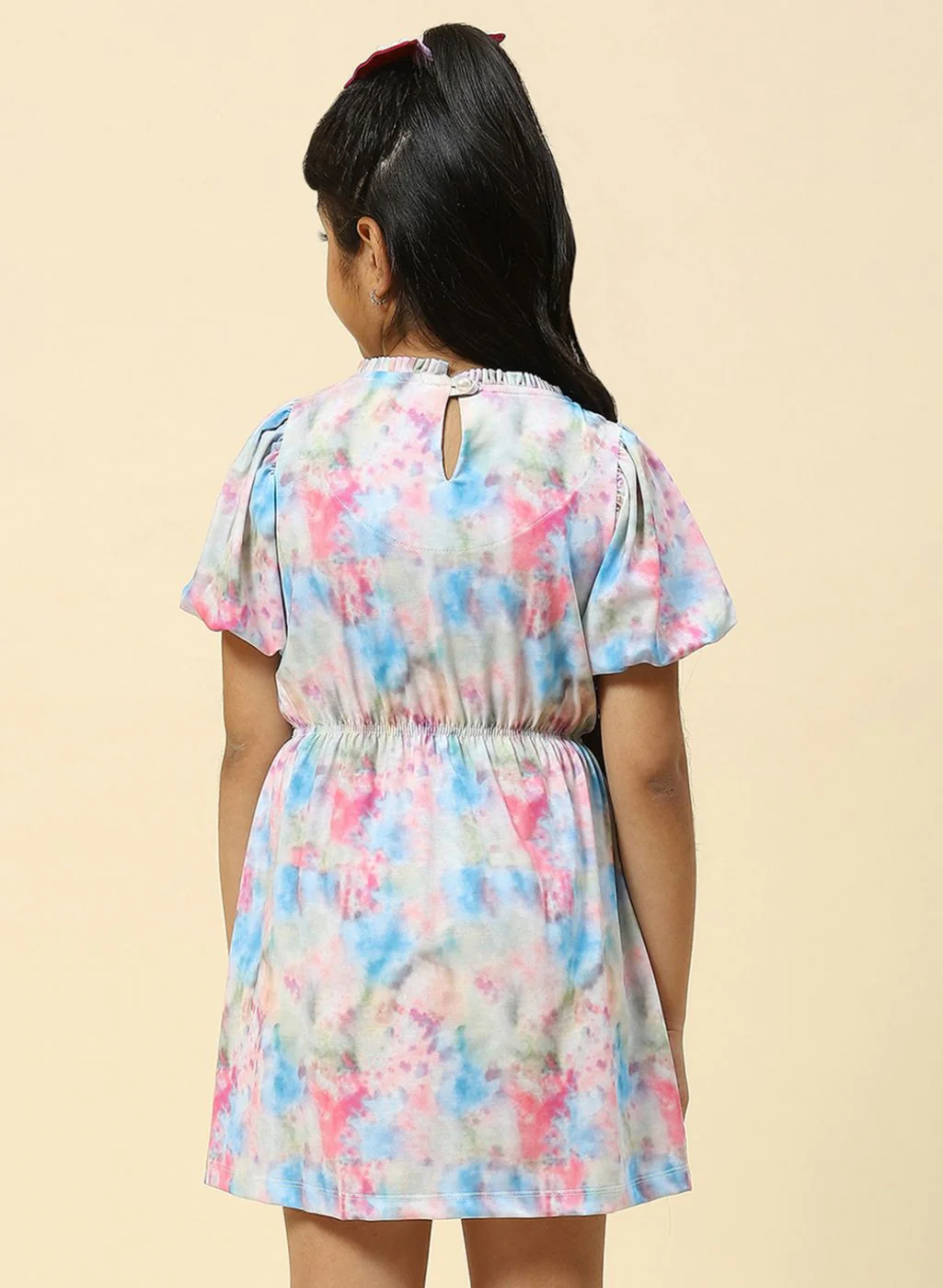 Girls Pink Printed Dress - Image 5