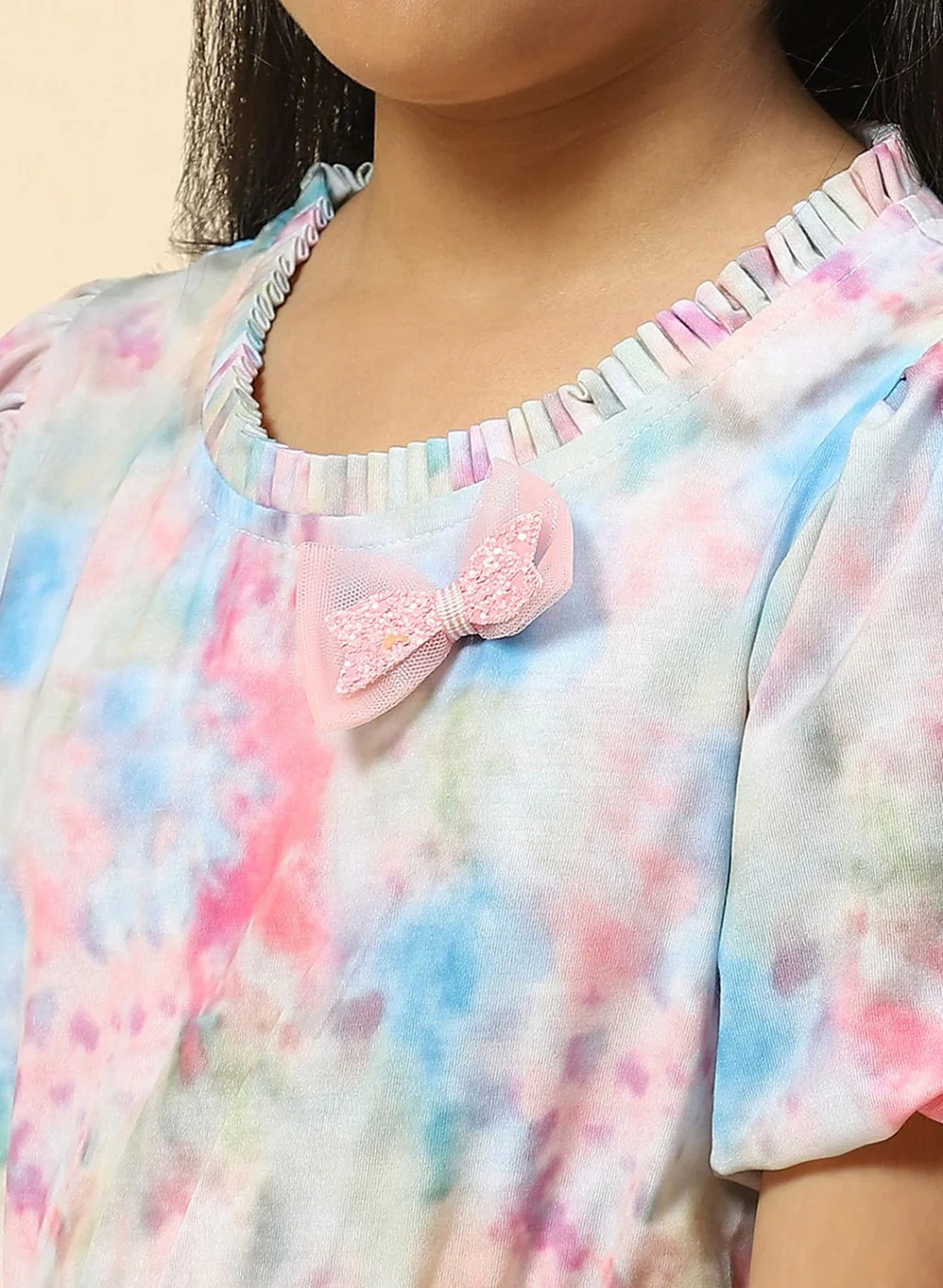 Girls Pink Printed Dress - Image 6