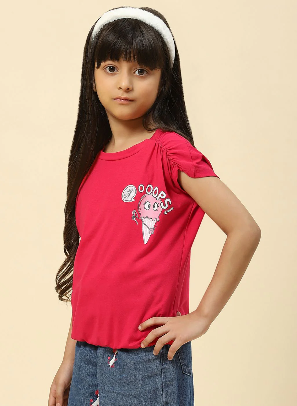 Girls Pink Printed Top - Image 3