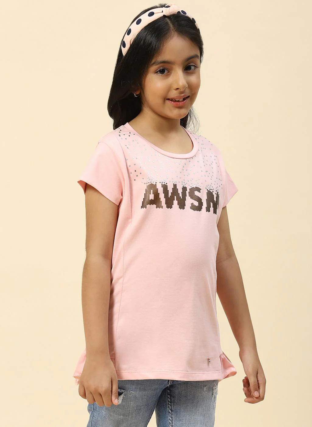 Girls Pink Printed Top - Image 4