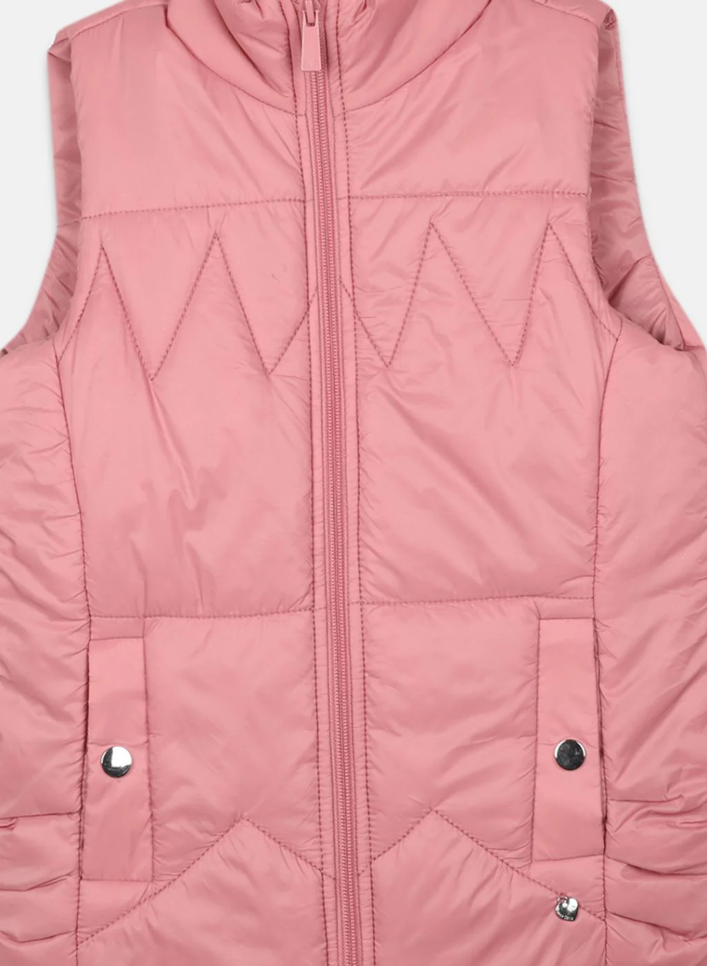 Girls Pink Solid Jacket - Image 3