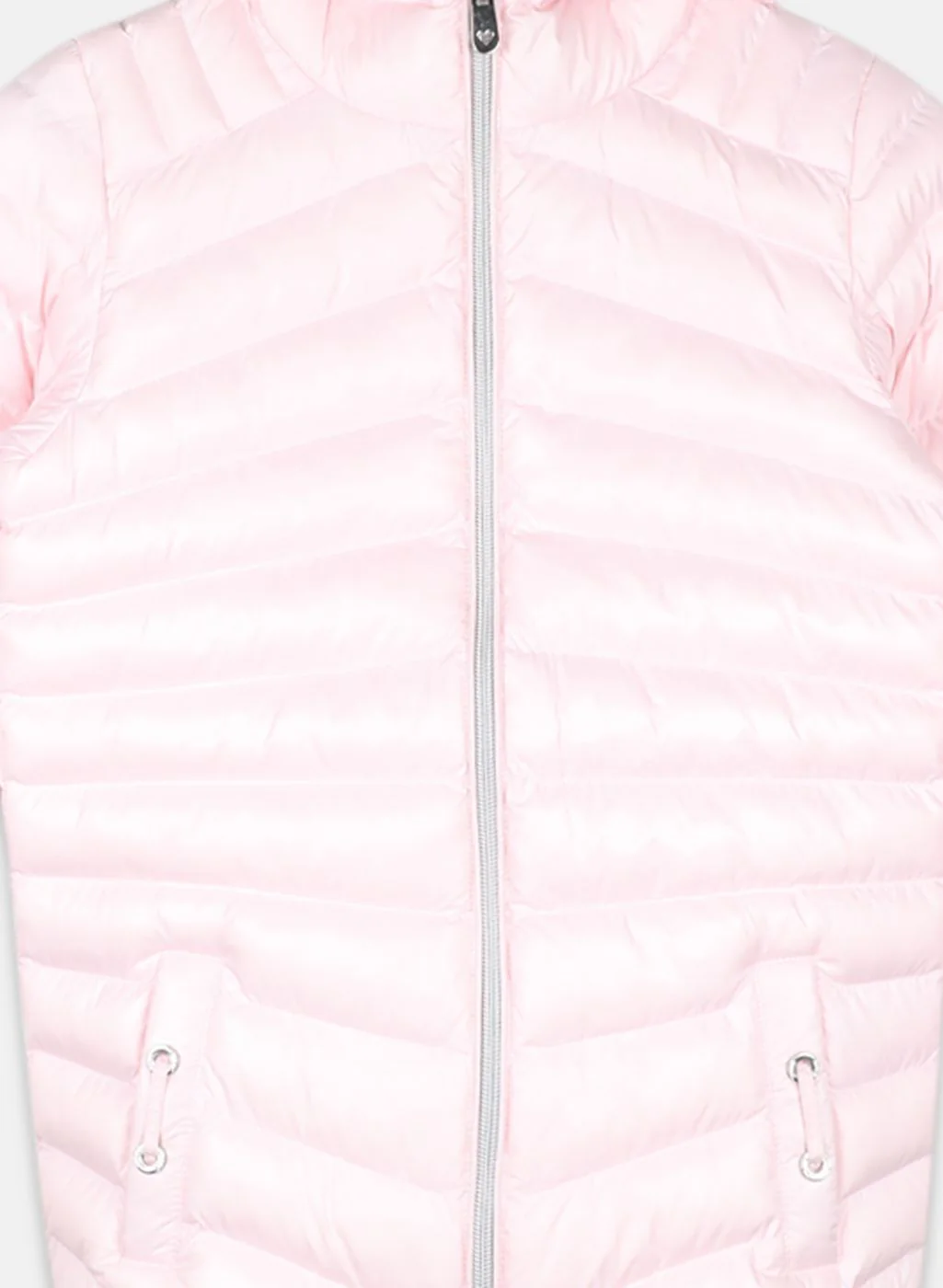 Girls Pink Solid Jacket - Image 3