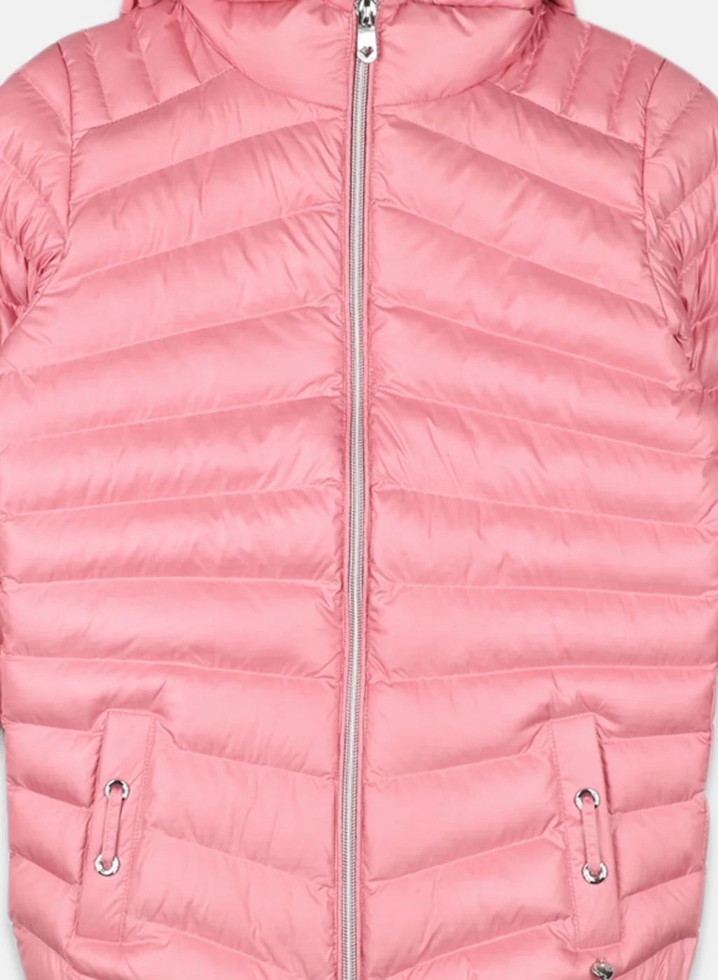 Girls Pink Solid Jacket - Image 3