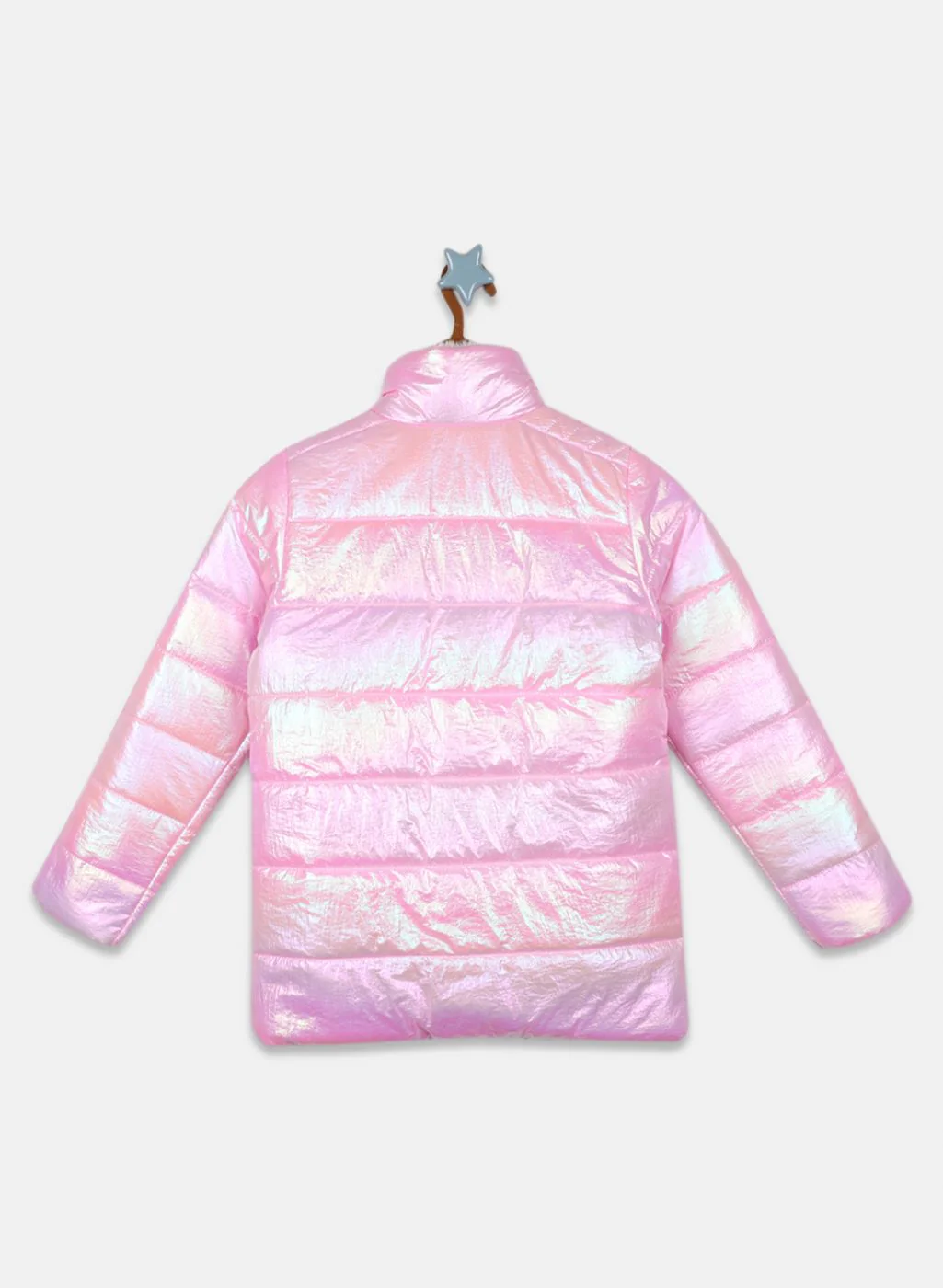 Girls Pink Solid Jacket - Image 2
