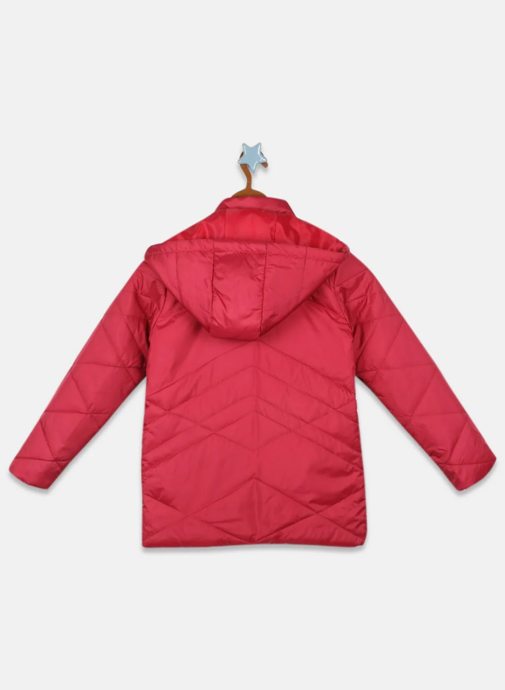 Girls Red Solid Jacket - Image 2