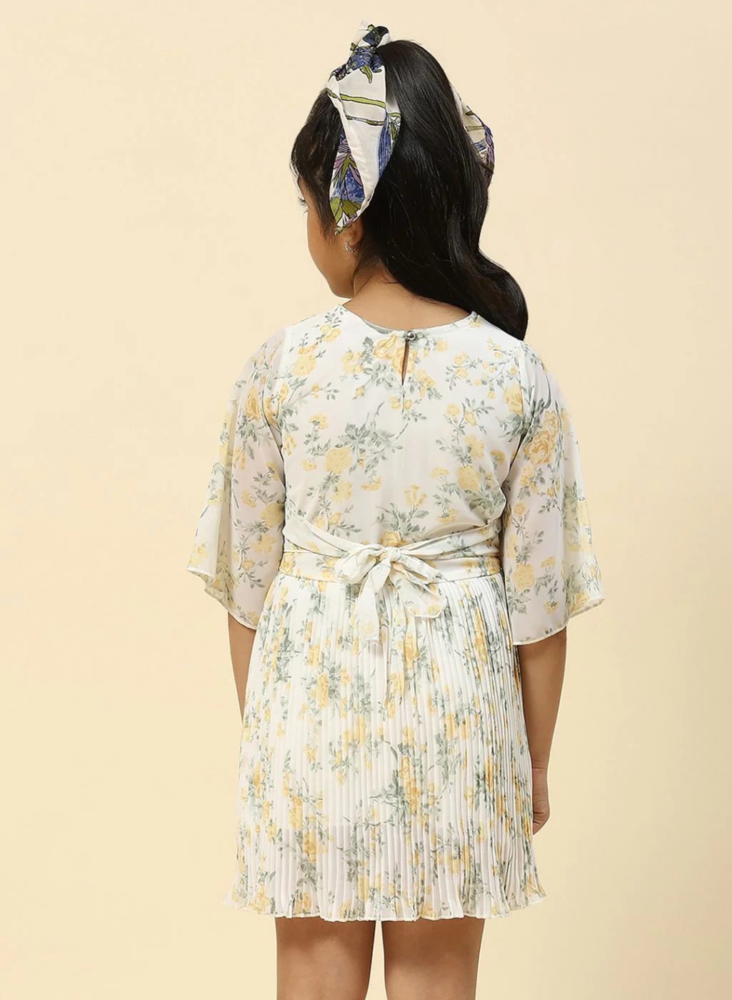 Girls Yellow Printed Dress - Image 5