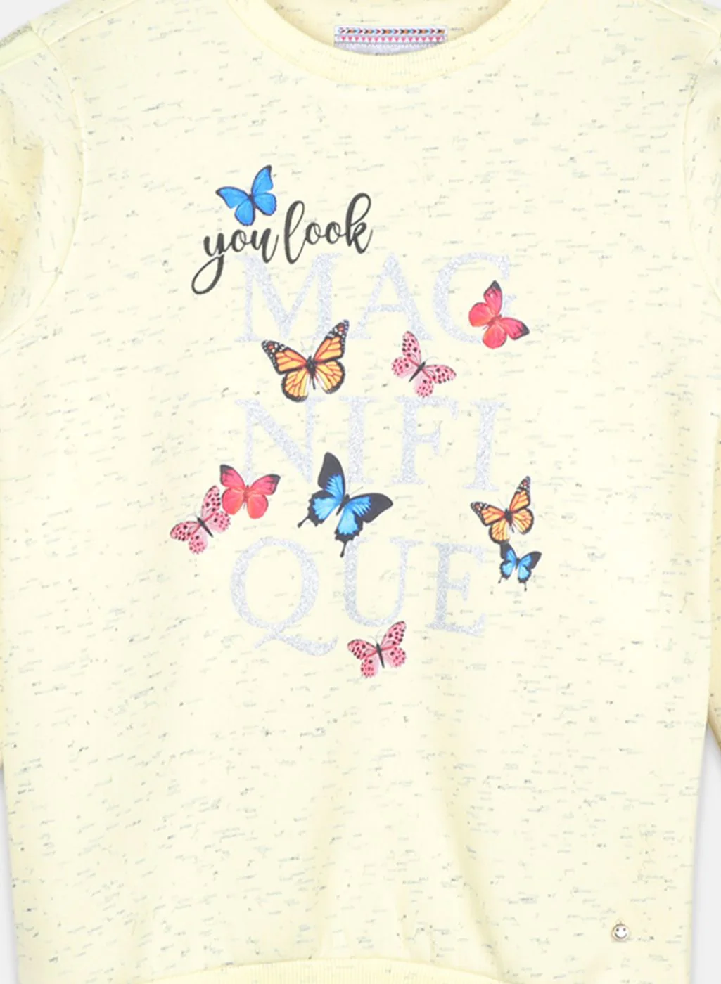 Girls Yellow Printed Sweatshirt - Image 3