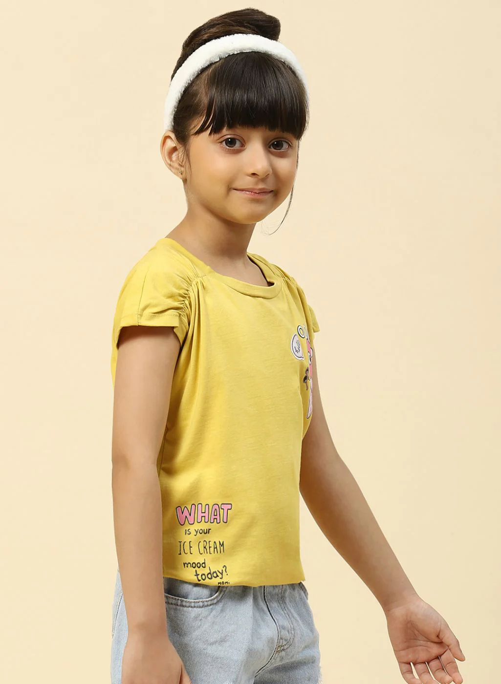 Girls Yellow Printed Top - Image 4