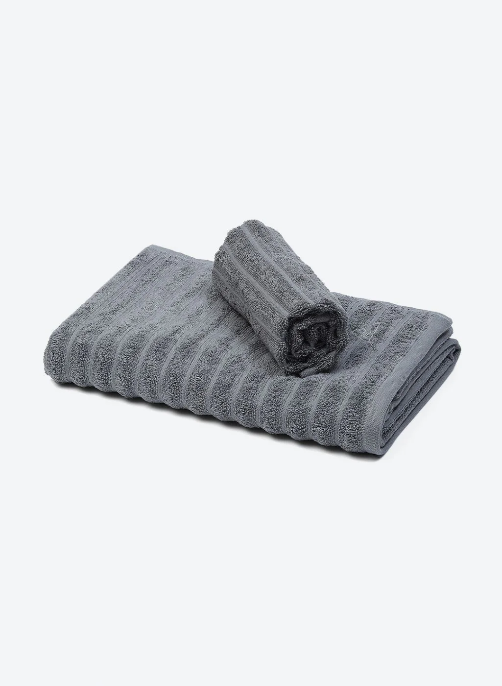 Grey Cotton 525 GSM Towel Set Pack of 2 (1 Bath & 1 Hand Towel) - Image 3