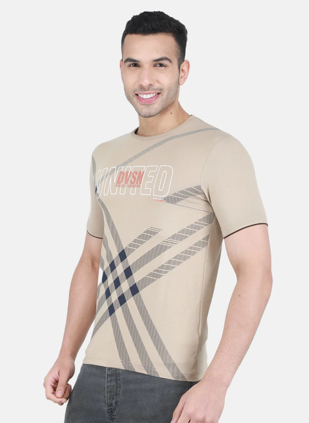 Men Beige Printed T-Shirt - Image 2