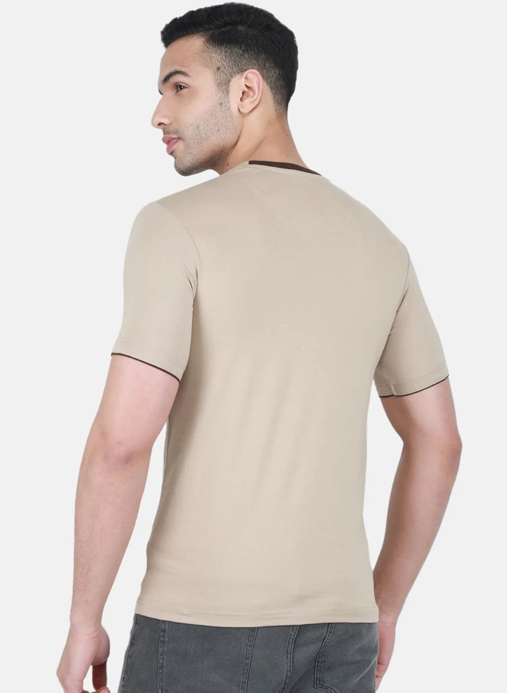 Men Beige Printed T-Shirt - Image 3