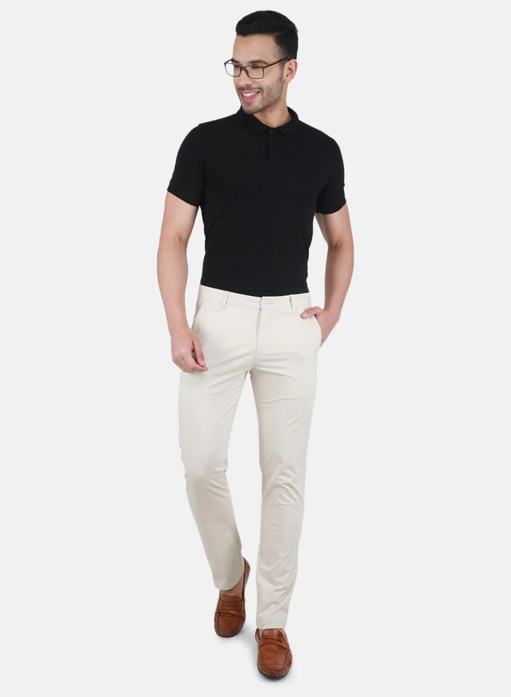 Men Beige Regular Fit Trouser - Image 4