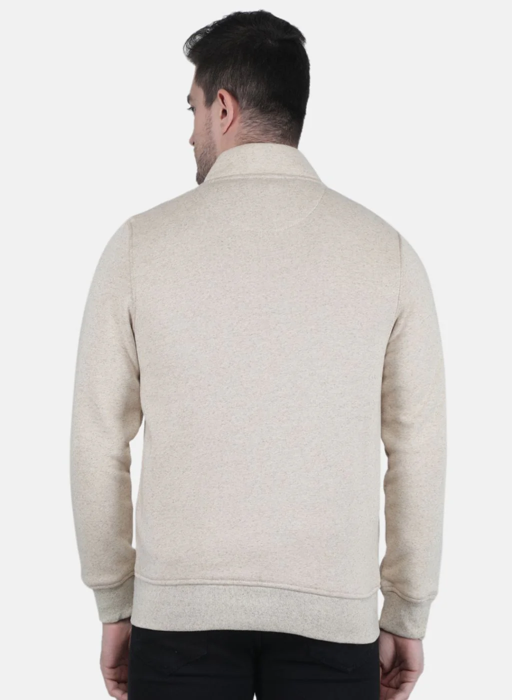 Men Beige Solid T-Shirt - Image 3