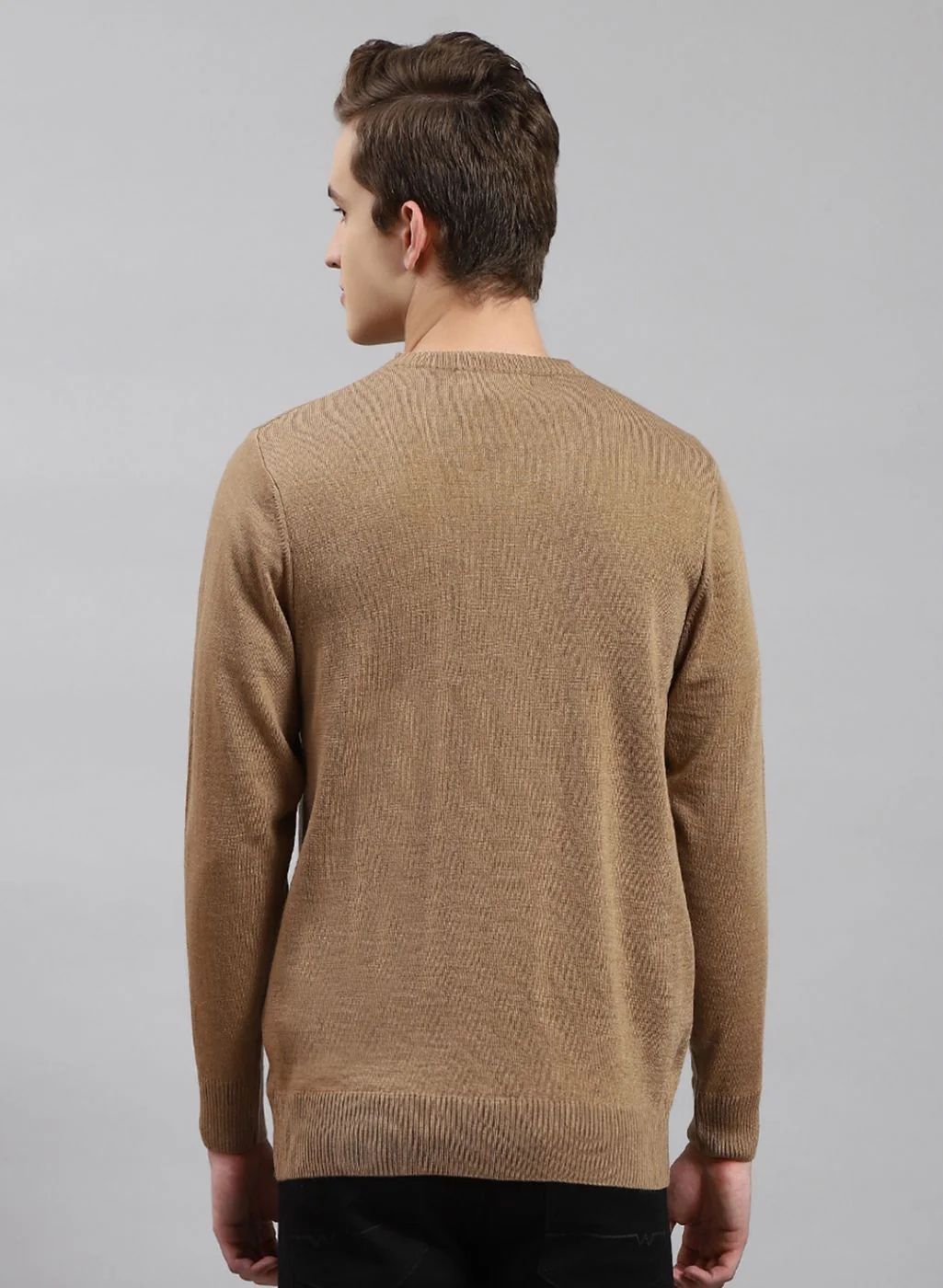 Men Beige Solid Wool blend Pullover - Image 5