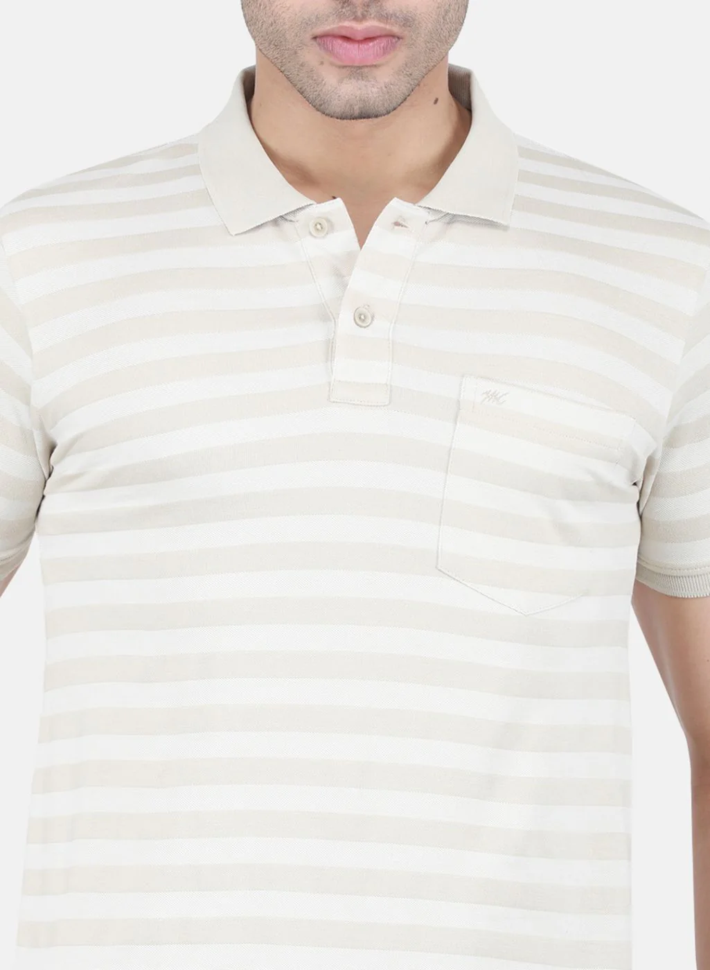 Men Beige Stripe T-Shirt - Image 5