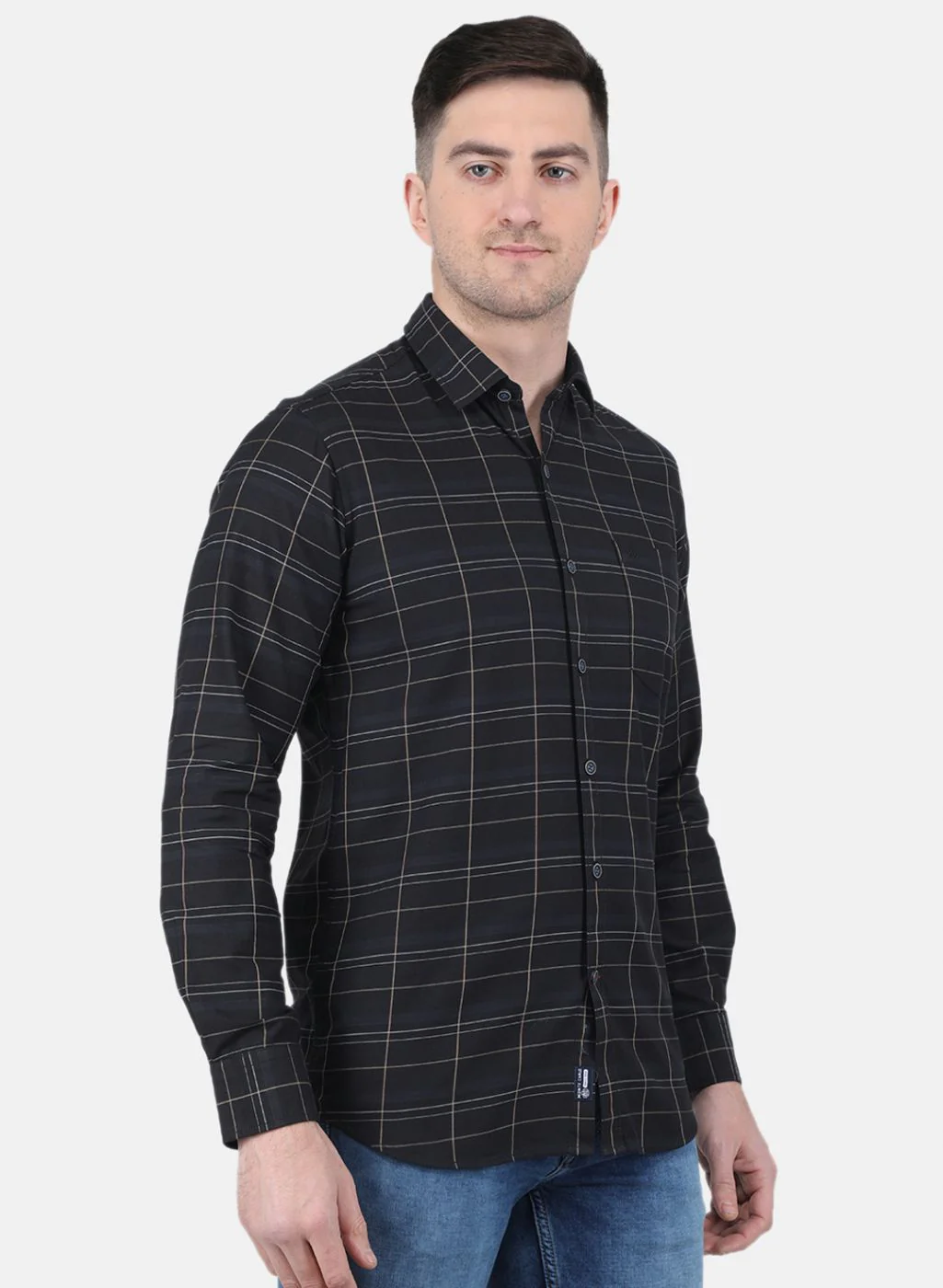 Men Black Check Shirt - Image 6