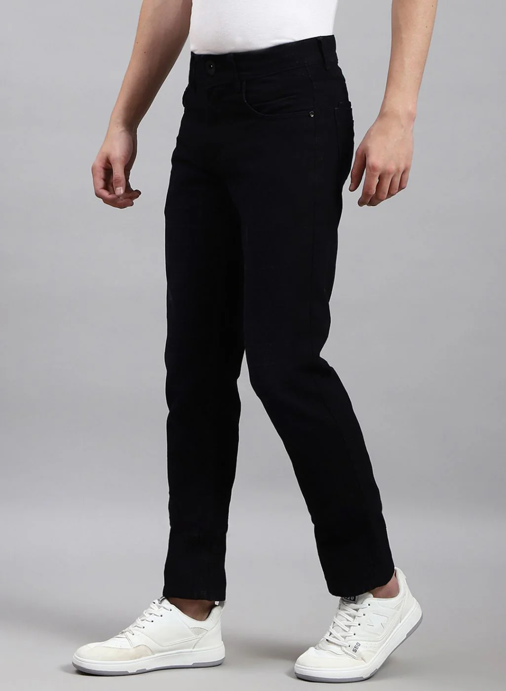 Men Black NArrow Fit Denim - Image 3