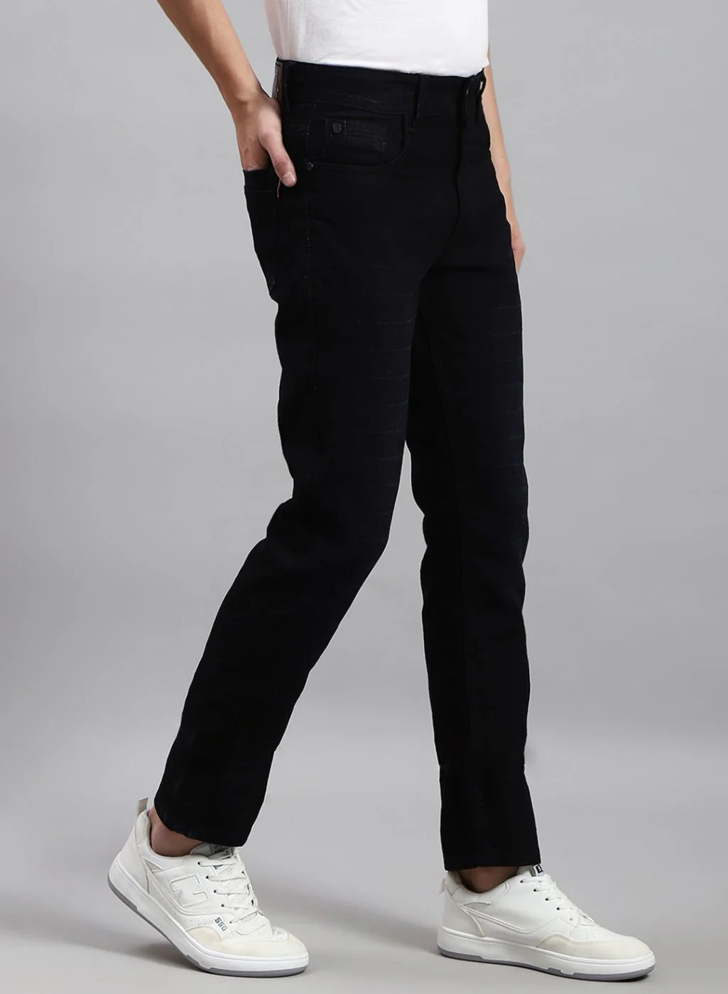 Men Black NArrow Fit Denim - Image 4