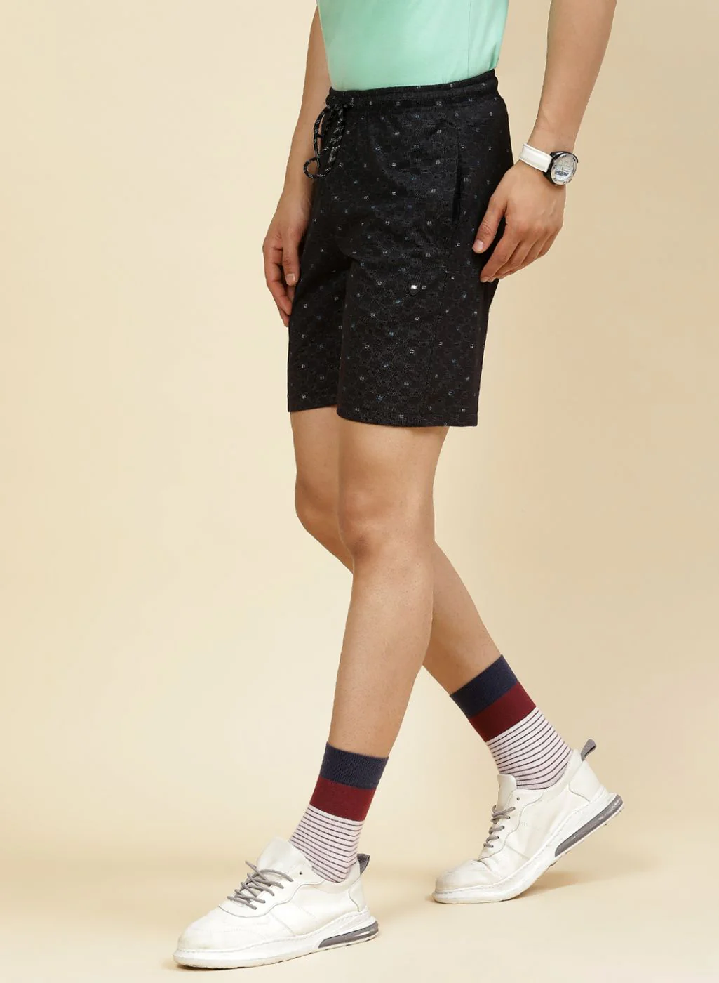 Men Black Printed Bermuda - Image 3