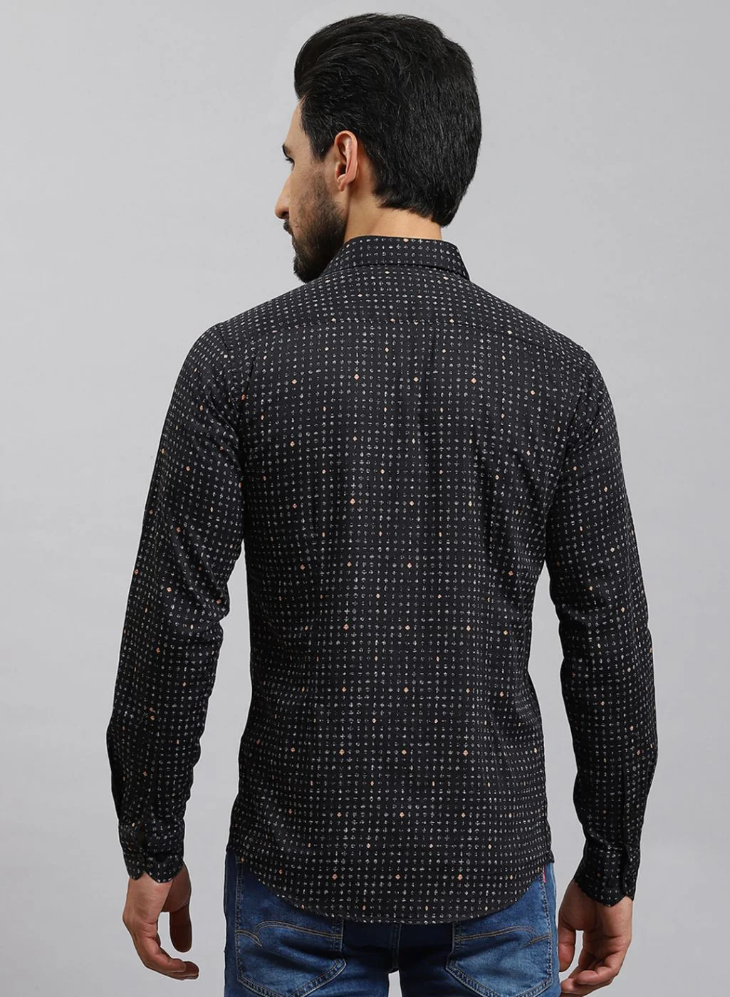 Men Black Printed Pure Cotton Shirt - Image 5