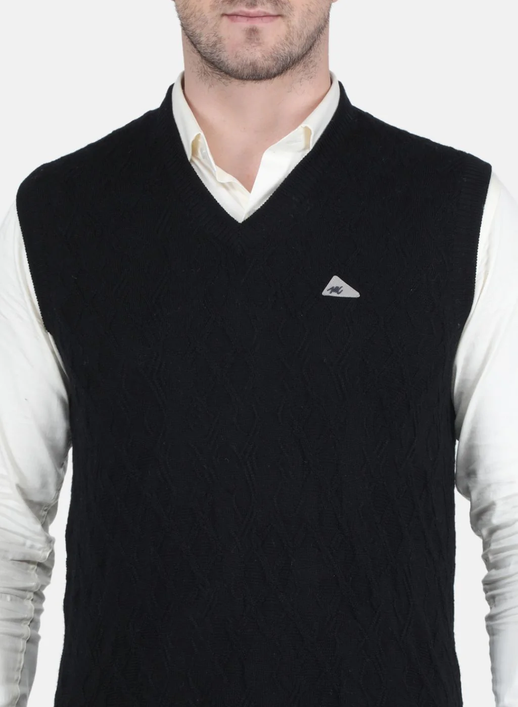 Men Black Self Design Sweater - Image 5