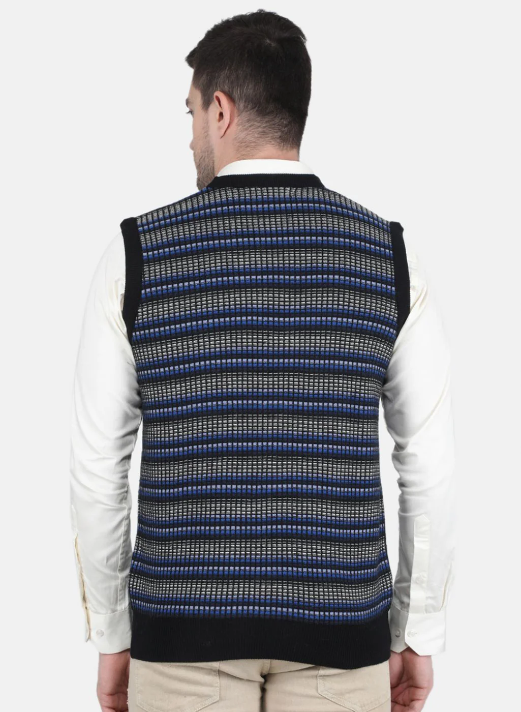 Men Black Self Design Sweater - Image 3