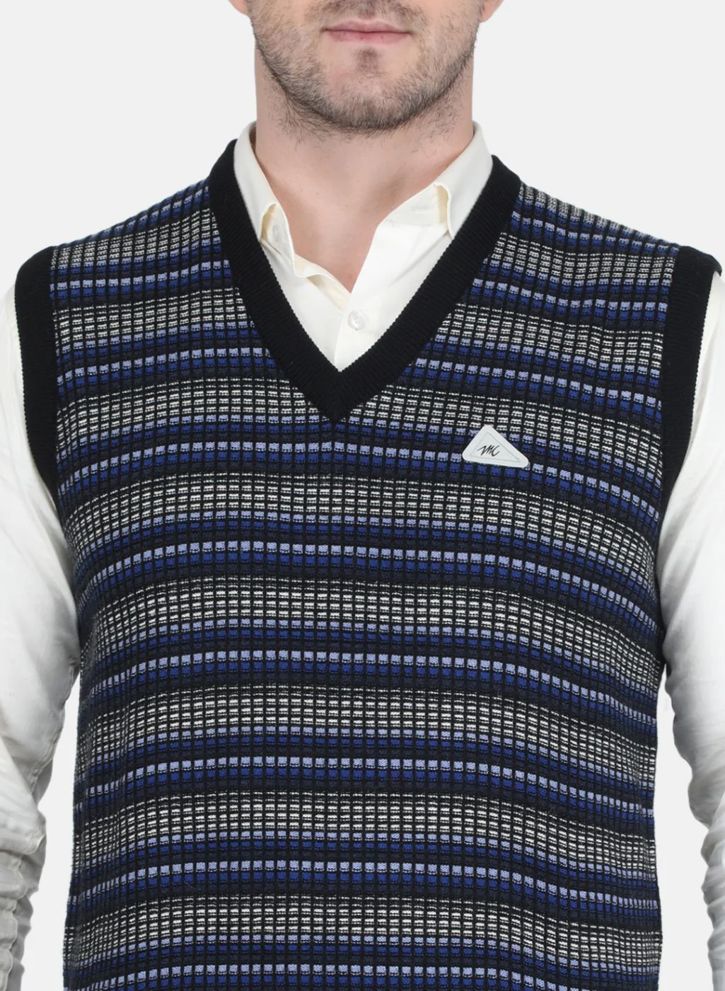Men Black Self Design Sweater - Image 5