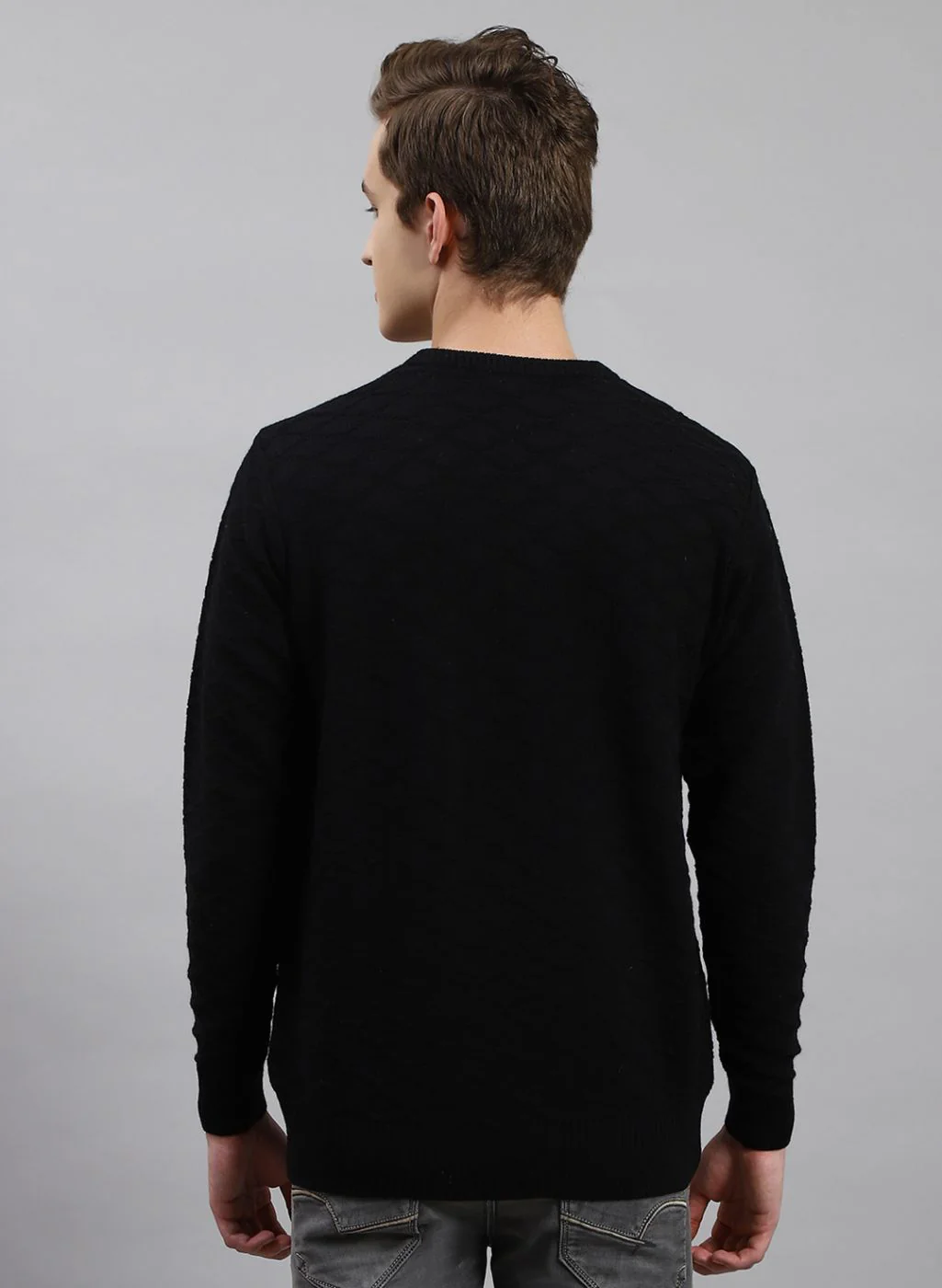 Men Black Self Design Wool blend Pullover - Image 5