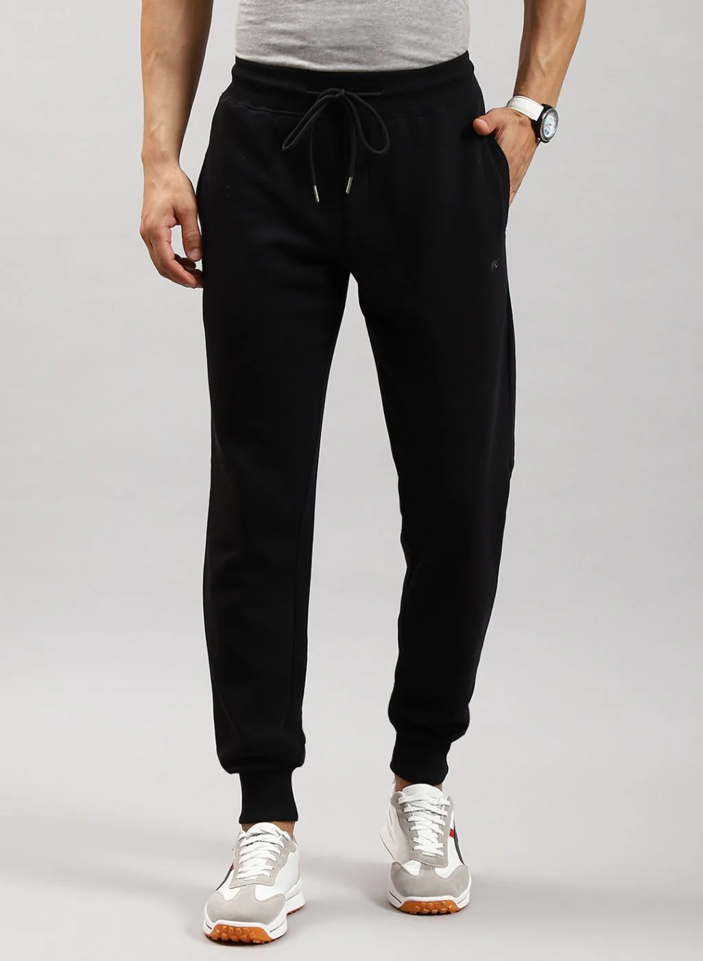 Men Black Solid Cotton Blend Winter Lower - Image 2