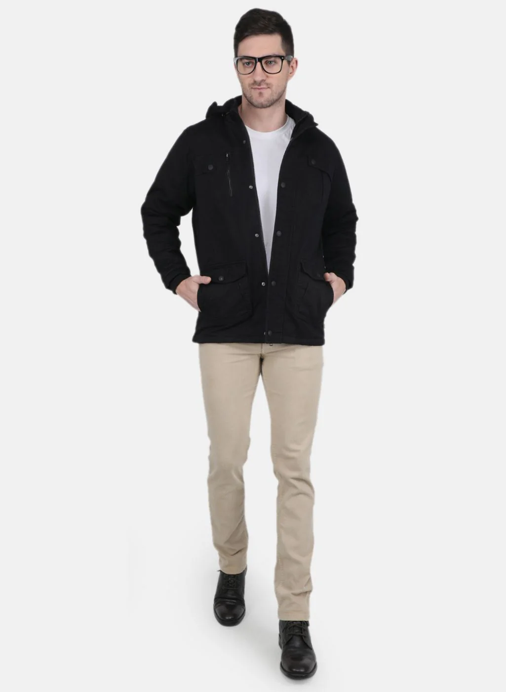 Men Black Solid Jacket - Image 4