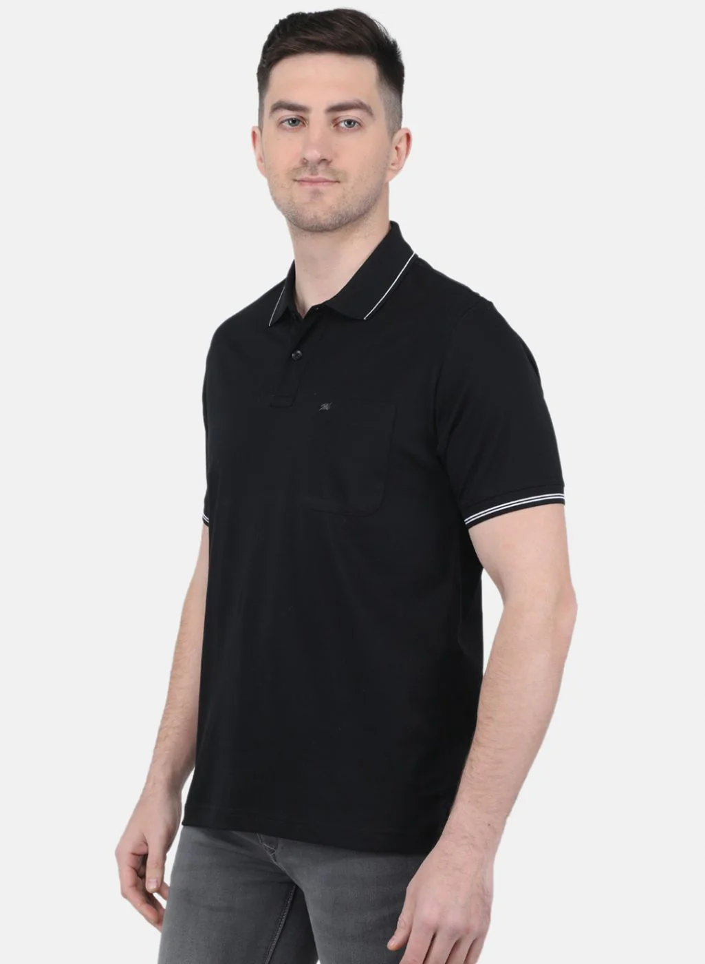 Men Black Solid T-Shirt - Image 2