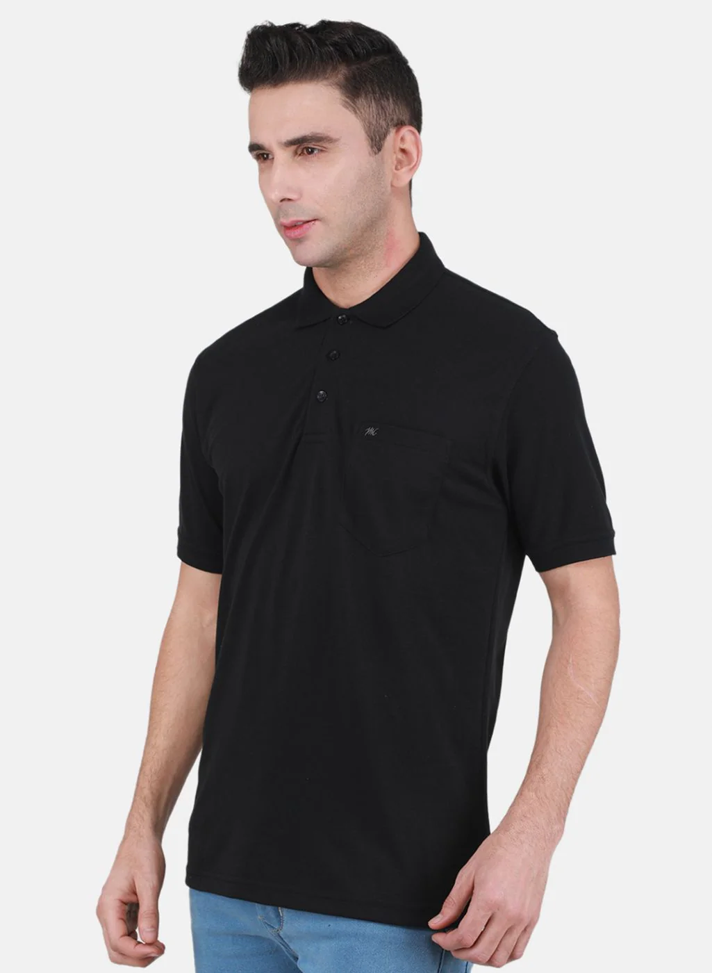 Men Black Solid T-Shirt - Image 2