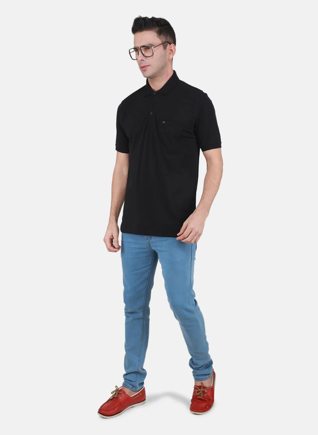 Men Black Solid T-Shirt - Image 4