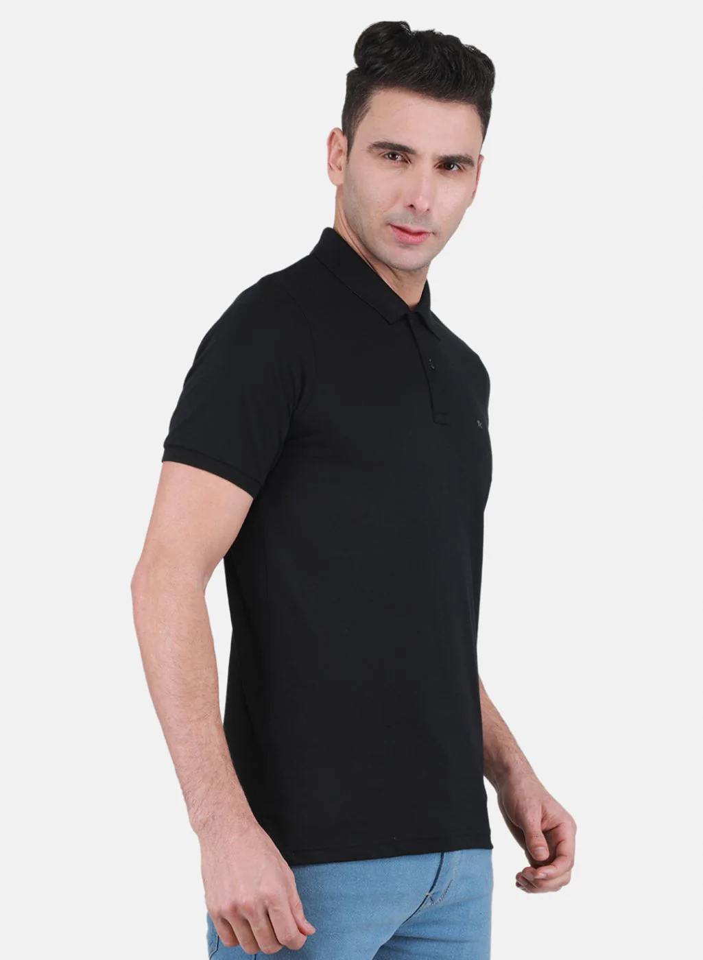 Men Black Solid T-Shirt - Image 6