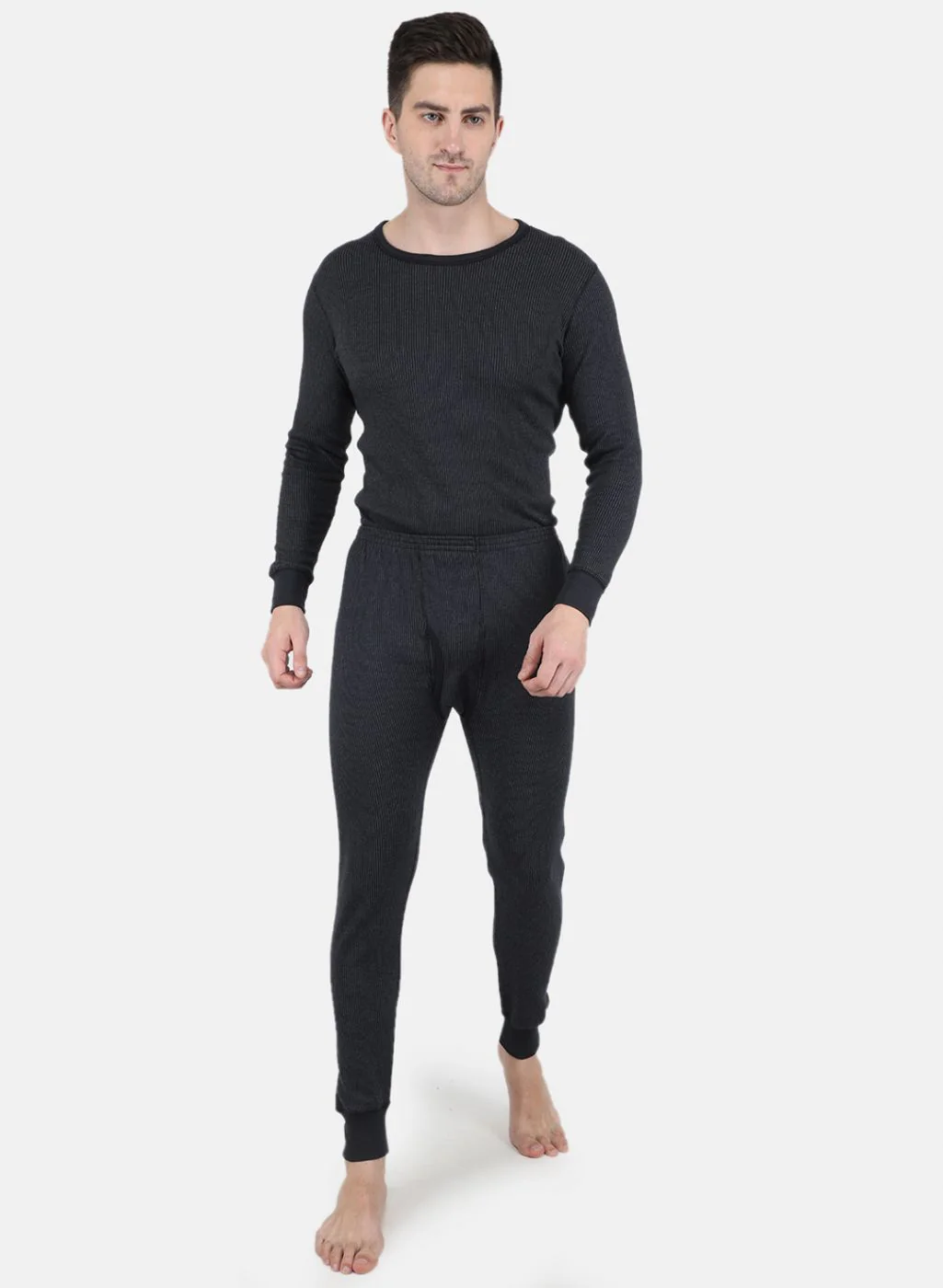 Men Black Solid Thermal Lower - Image 4