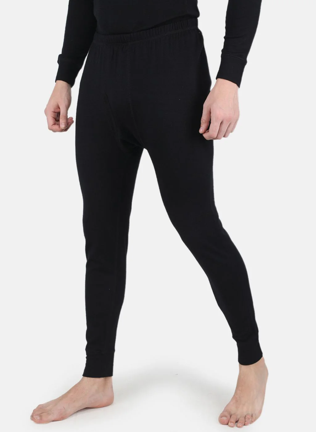 Men Black Solid Thermal Lower - Image 2