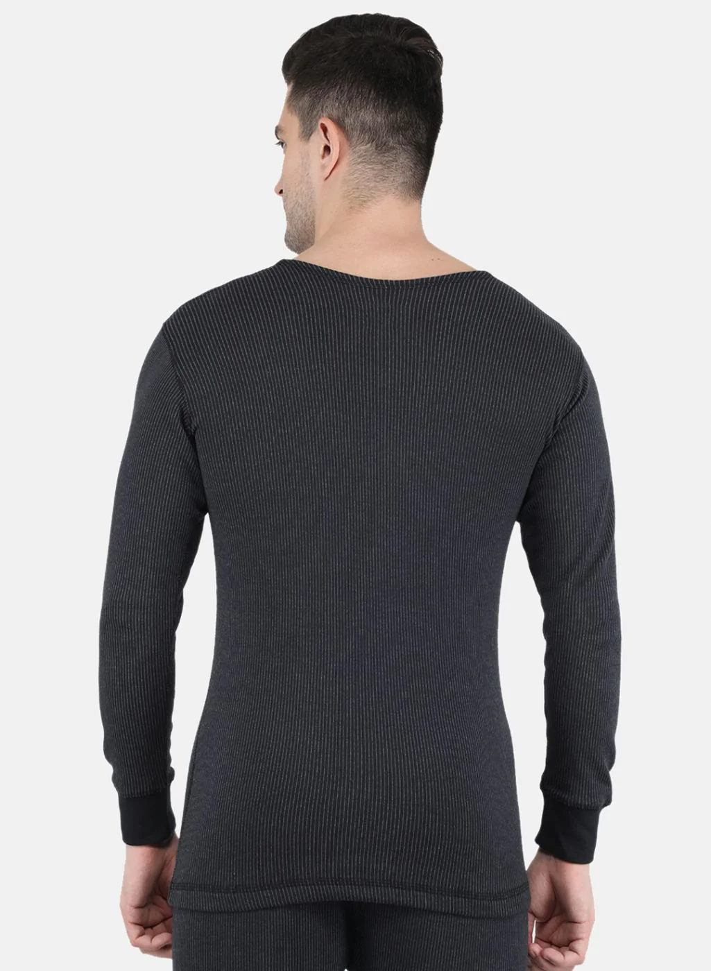 Men Black Solid Thermal Vest - Image 3