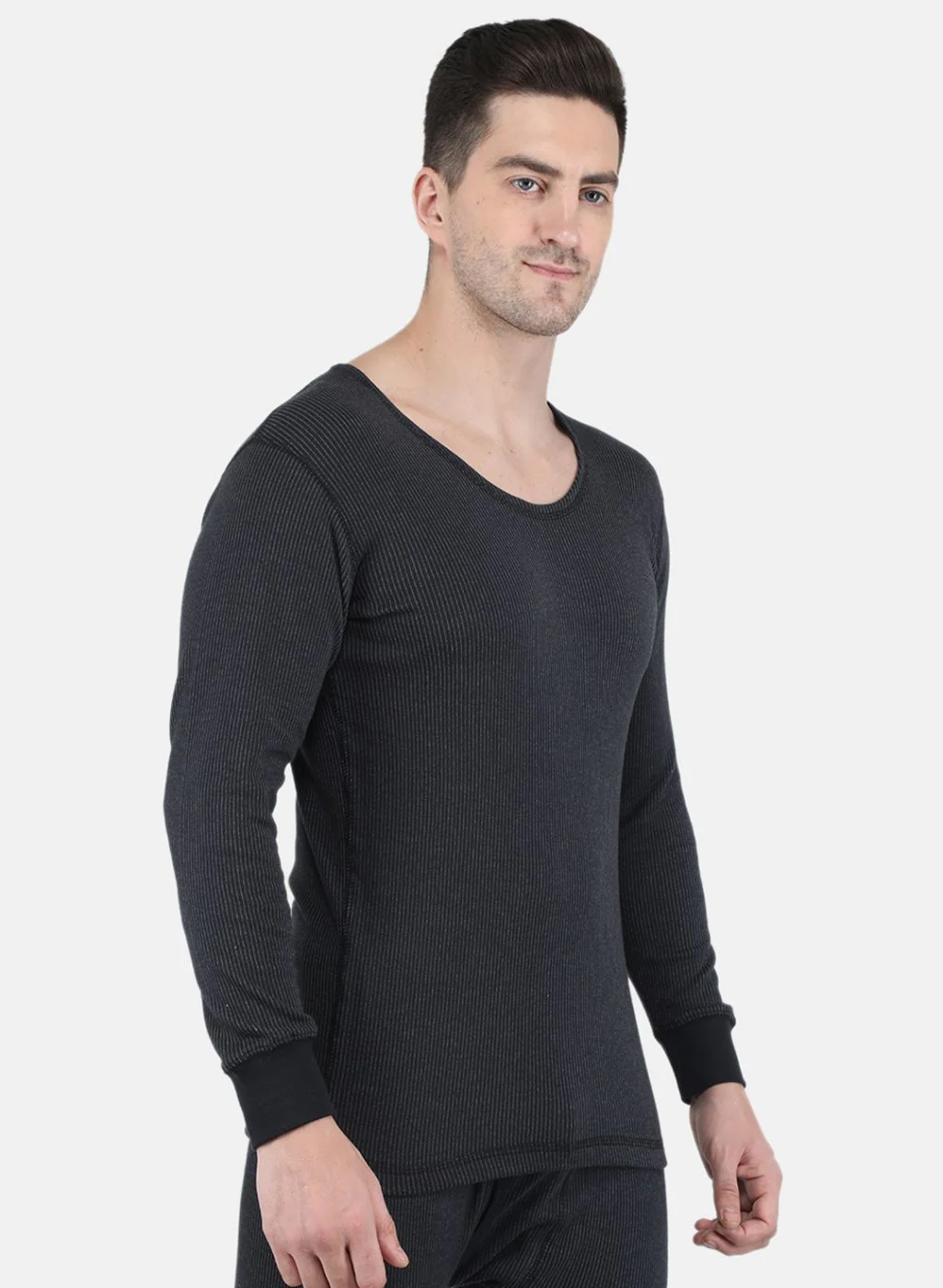 Men Black Solid Thermal Vest - Image 6