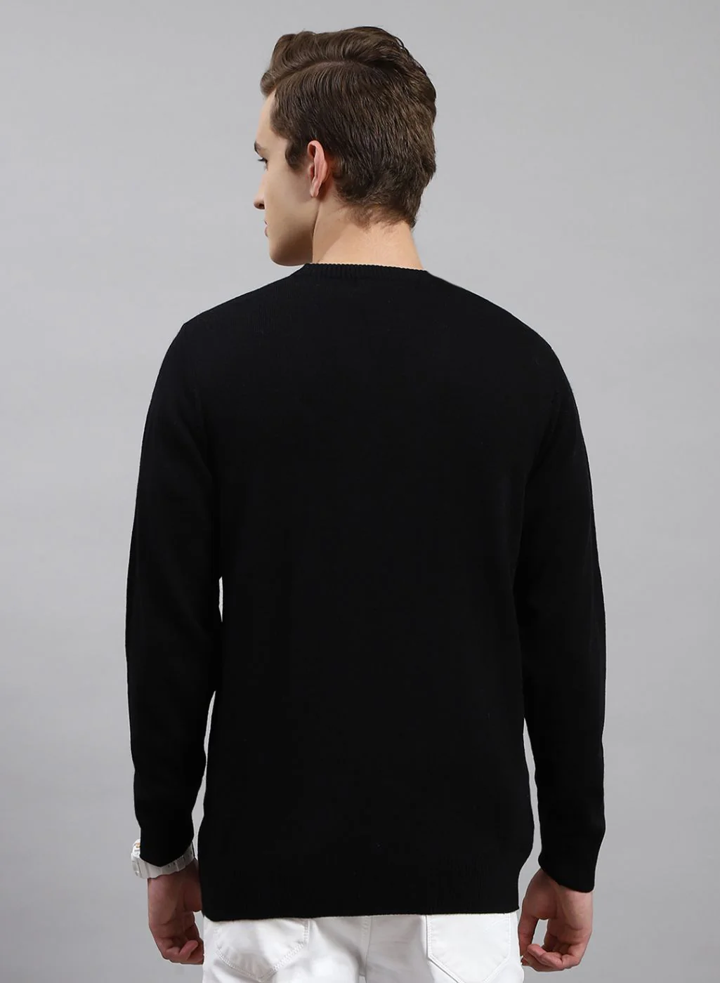 Men Black Solid Wool blend Pullover - Image 5